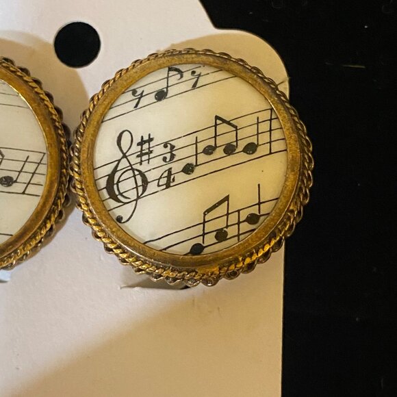 1" x 1" Vintage Sterling Silver Music Note Clip-On Earrings - Picture 2 of 9